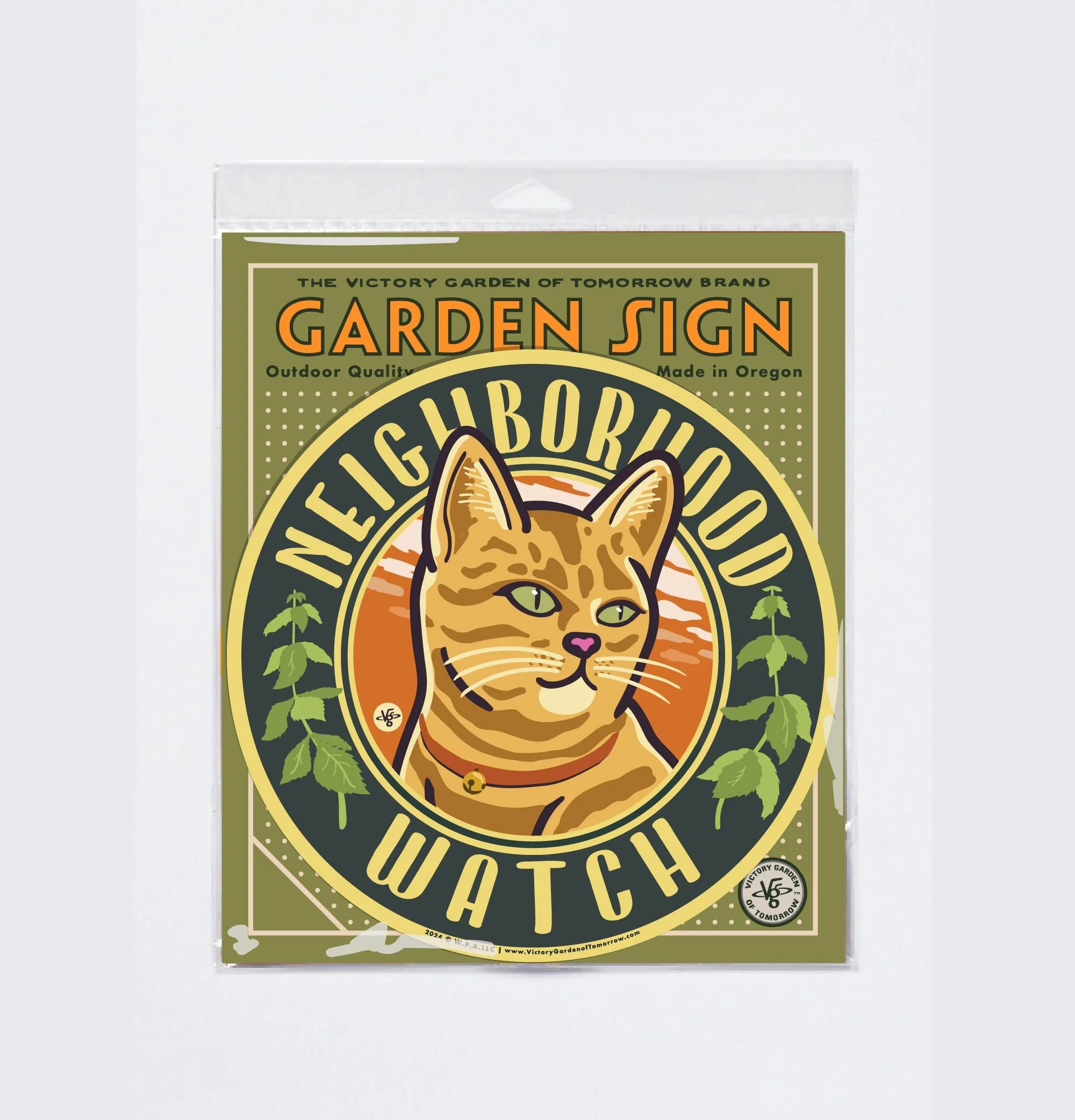 Neighborhood Watch Orange Cat Yard & Garden Sign — Victory Garden